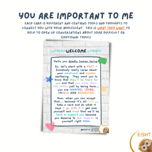 EiSHT Card Deck - You Are Important to Me - From an adult to an adolescent
